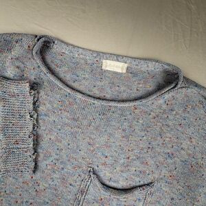 Altar'd State Confetti Knit Sweater Womens Large Blue Multicolor Distressed 0045